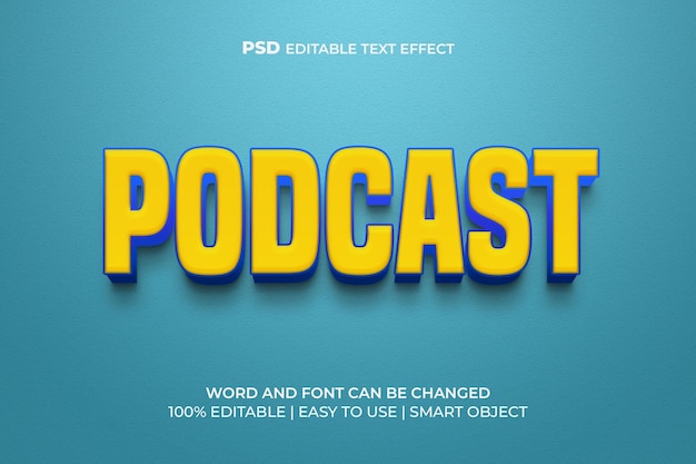 PSD podcast efekt stylu tekstu 3d