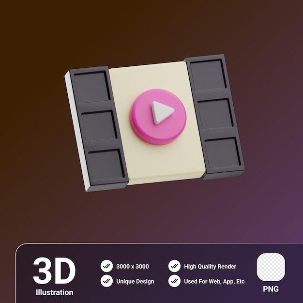 PSD illustrazione 3d della bobina di film podcast