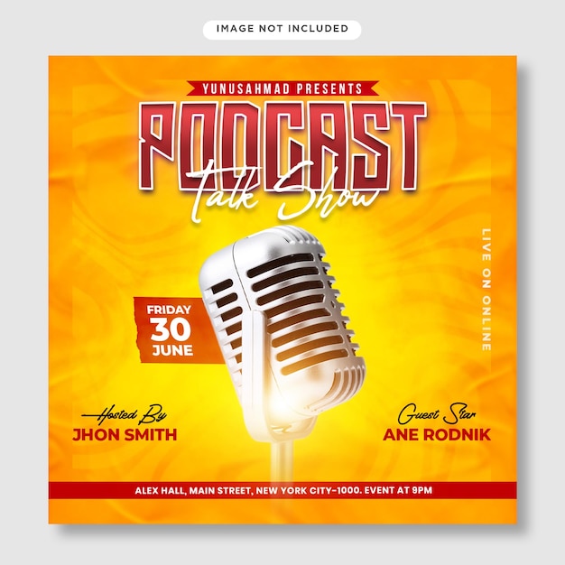 PSD podcast flyer and instagram post template