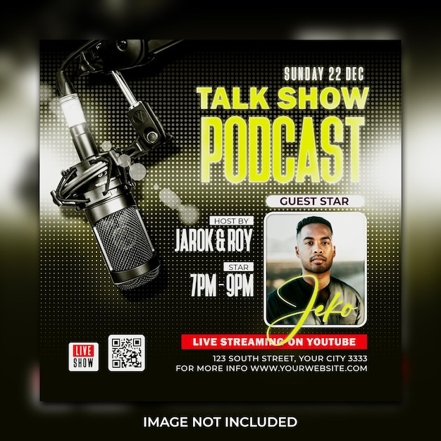 Podcast flyer social media instagram post template