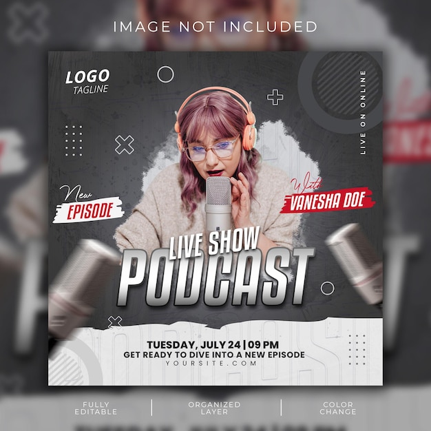 Podcast flyer sociale media instagram postsjabloon