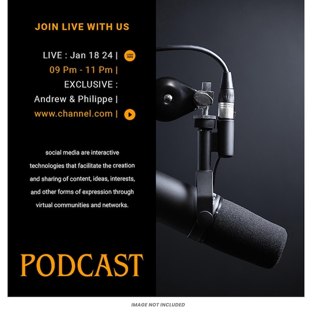 PSD ポッドキャスト インスタグラム ポスト テンプレート psd デザイン