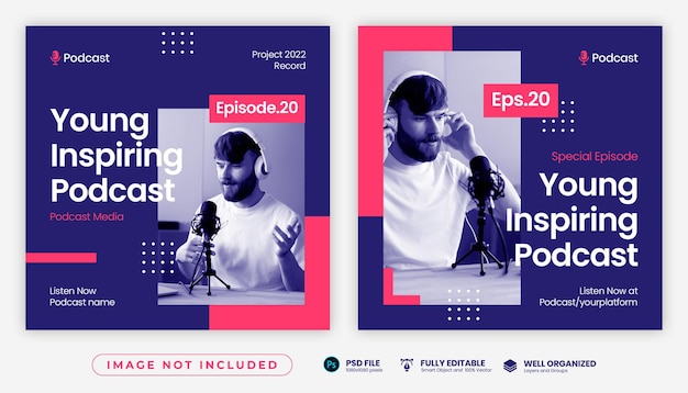 PSD modello di post di podcast per instagram