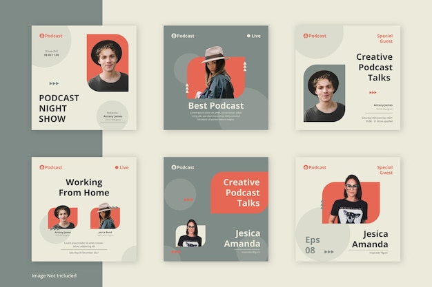 Подкаст instagram шаблоны сообщений в социальных сетях Premium Psd