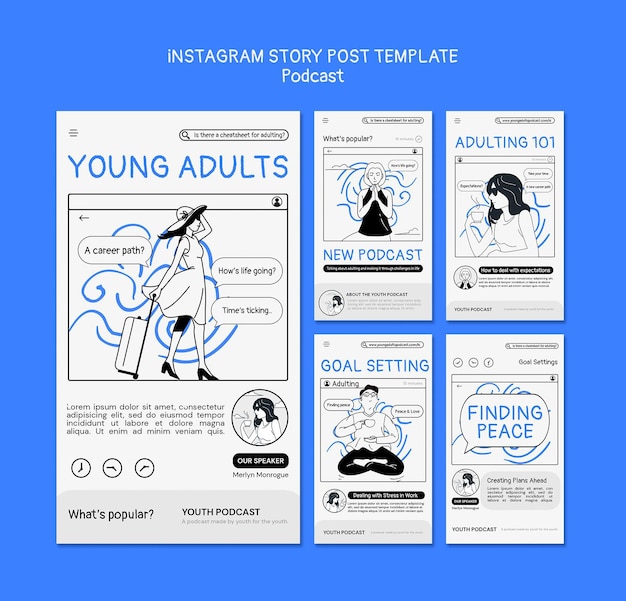 PSD modello di post di storia di instagram podcast