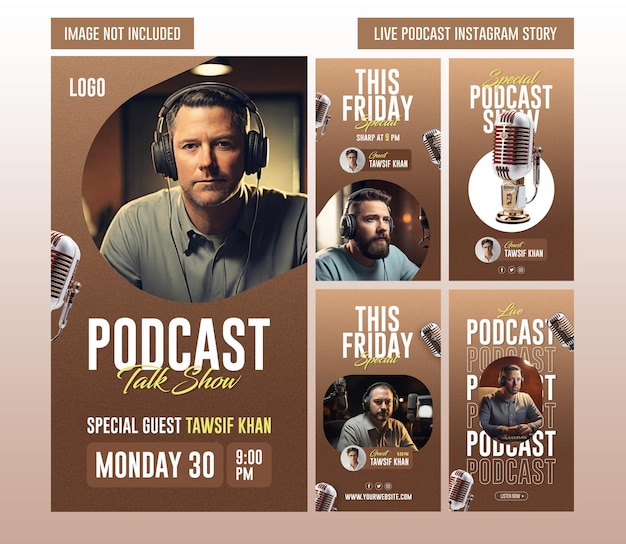 Podcast instagram story set sjabloon