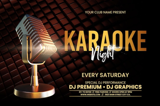 PSD modello di evento promozionale per podcast o karaoke night per nigh club