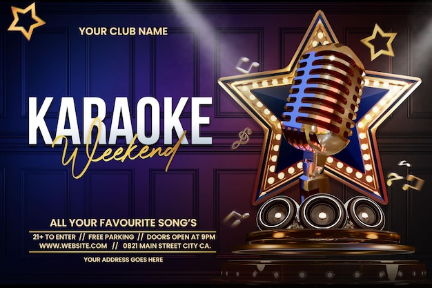 Podcast or Karaoke Weekend for Nigh Club Promotion Event Template