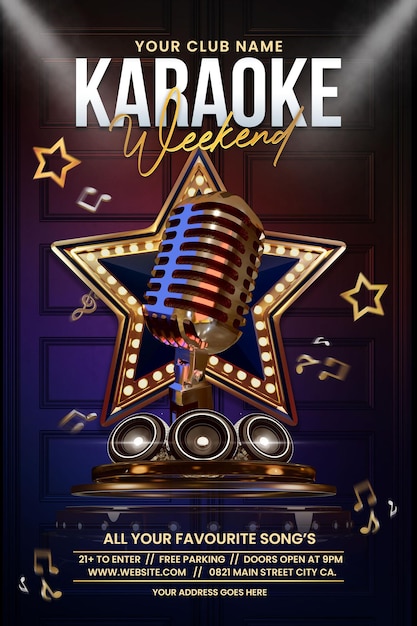 PSD podcast or karaoke weekend for nigh club promotion event template