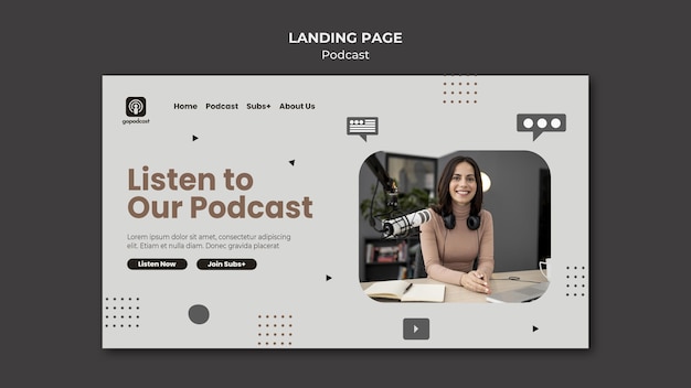 PSD podcast landing page template