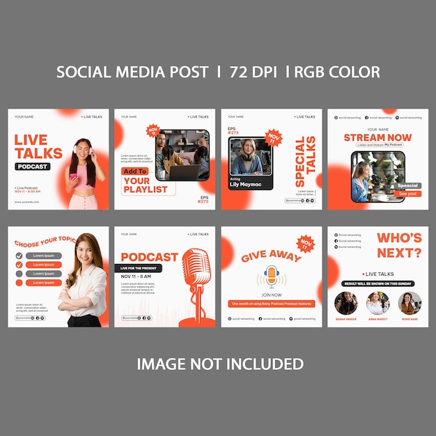 Подкаст в прямом эфире Instagram Post Templates