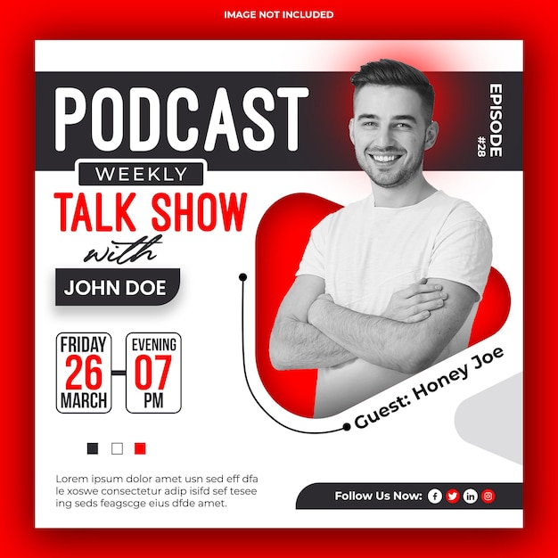 Podcast Live Talk Show Square Flyer Szablon Postów Mediów Społecznościowych