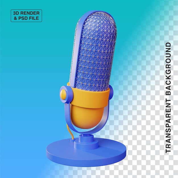 PSD microfono podcast 3d'illustrazione