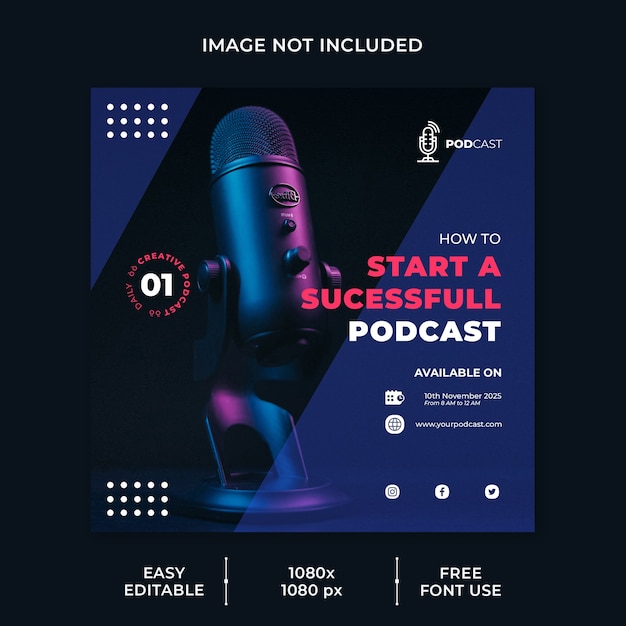 PSD podcast modelling channel social media template