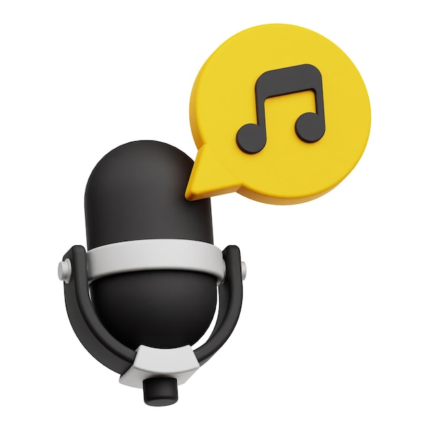 Podcast muzyka 3D ikona izolowana na białym tle