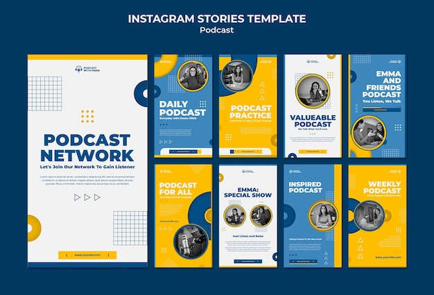 PSD storie di instagram della rete di podcast