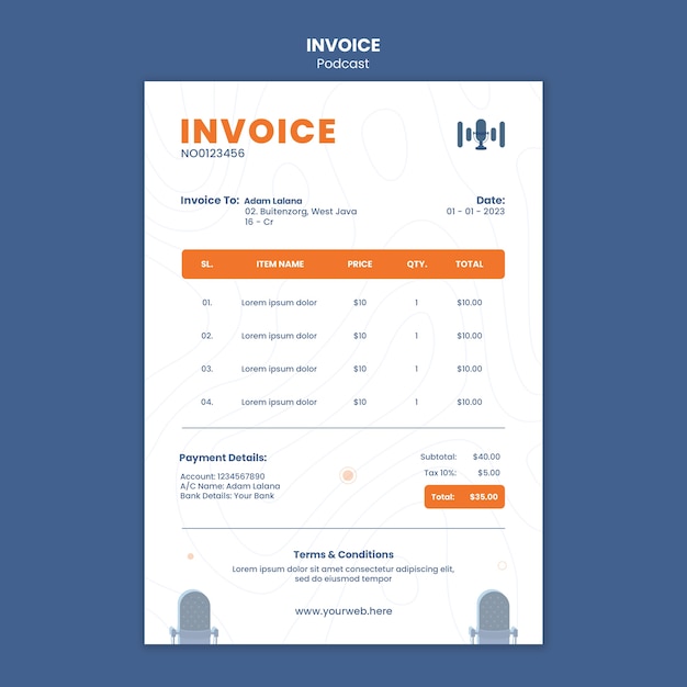 PSD オンエア請求書テンプレートのポッドキャスト