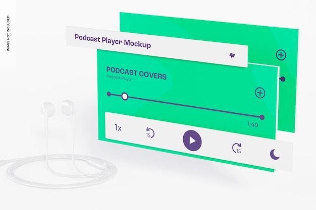 PSD mockup di podcast player, vista a destra