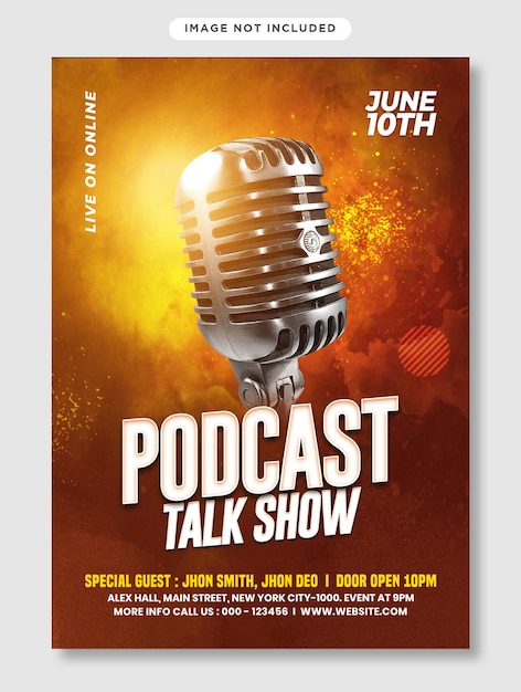 PSD podcast show flyer en instagram postsjabloon