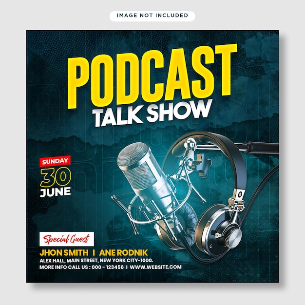 PSD podcast show flyer and instagram post template