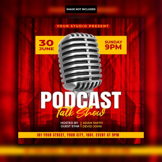 PSD podcast show flyer and social media post template