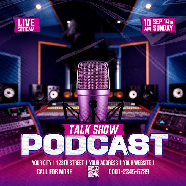 Podcast sjabloon Ontwerp Social Media Post sjabloon