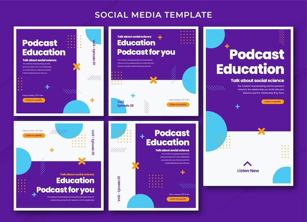 Podcast social media bundle-sjabloon