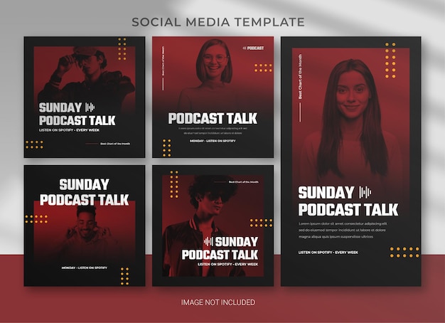 PSD podcast social media pack bundle template design