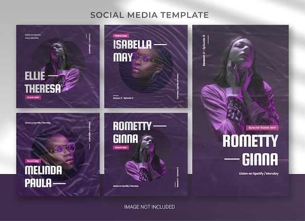 PSD podcast social media pack bundle template