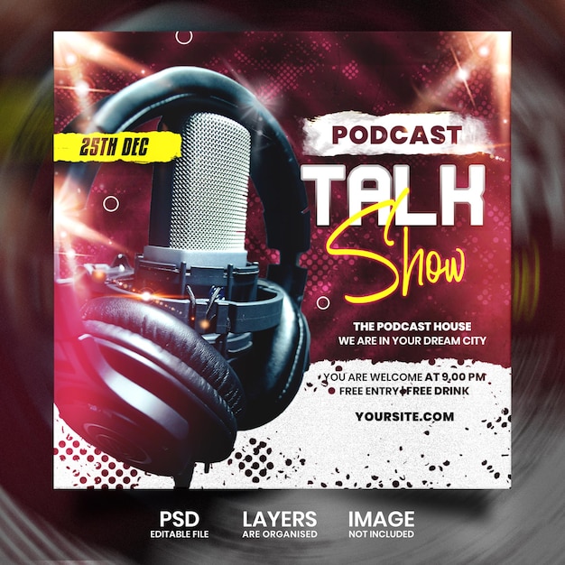 PSD podcast talk show event social media square banner post design template