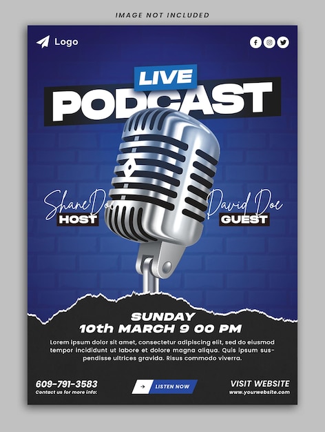 Podcast talk show flyer design psd-sjabloon