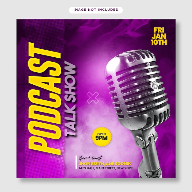 Podcast talk show flyer and instagram post template