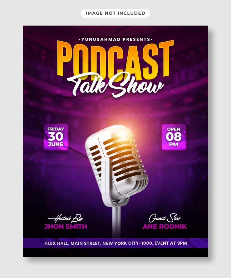 PSD podcast talk show flyer podcast poster i talk show szablon postów na instagramie