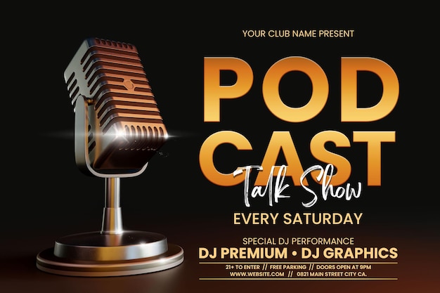 PSD podcast talk show or karaoke premium flyer template