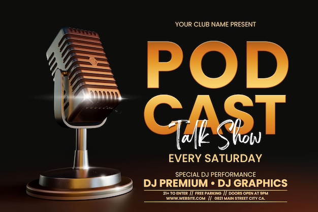 Modello di volantino premium per podcast, talk show o karaoke