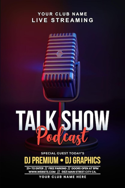 Modello di volantino premium per podcast, talk show o karaoke