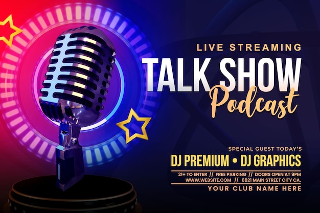 PSD podcast talkshow of karaoke premium flyer sjabloon