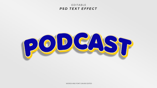 PSD podcast effetto testo modificabile design