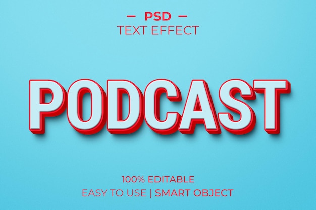 Podcast Text Effect style 3d text effect