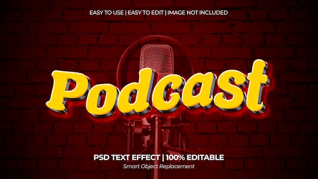 PSD effetto di testo del podcast