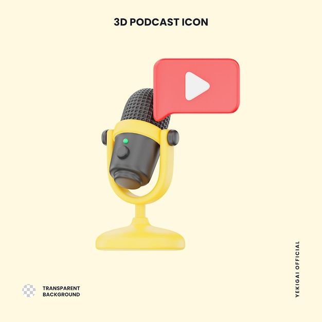 Podcast with Play Button 3D Podcast Illustration for uiux web app infographic etc