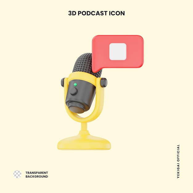 Podcast with Stop Button 3D Podcast Illustration for uiux web app infographic etc