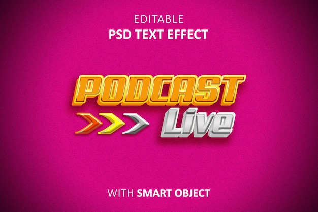 PSD podcast z efektem tekstowym na żywo