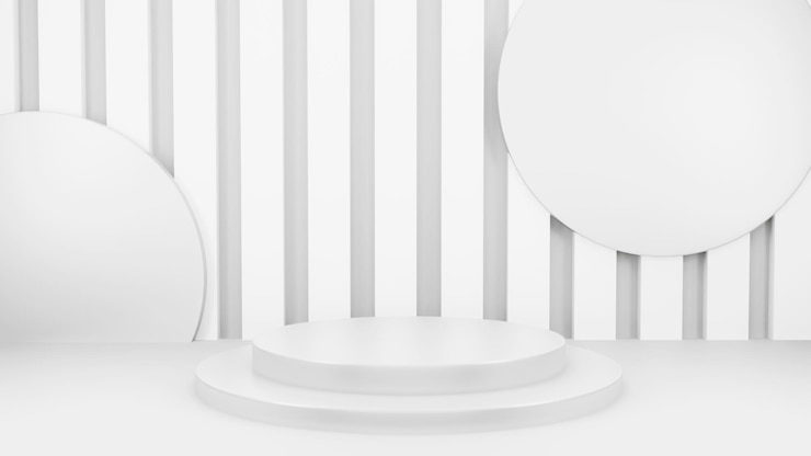 PSD podium in abstract white composition for product presentation 3d render 3d illustration