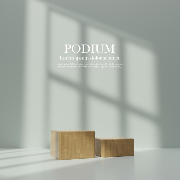 PSD podium display 3d rendering with shadow overlay mockup