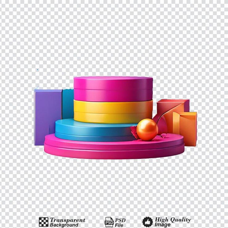 PSD podium for display product colorful rainbow isolated on transparent background
