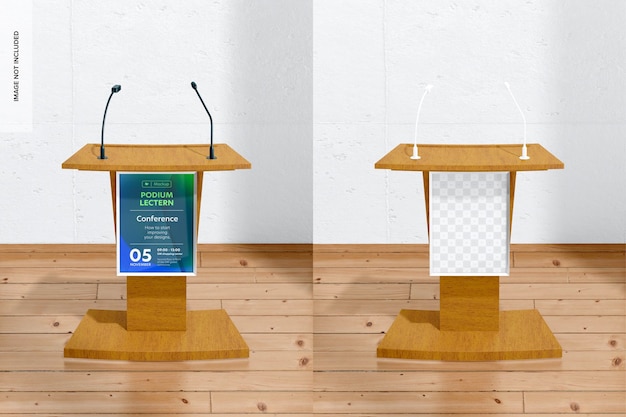 PSD podium lectern mockups, front view