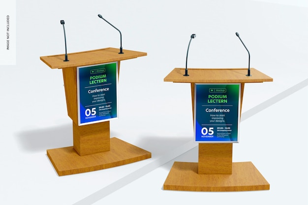 PSD podium lecterns mockup