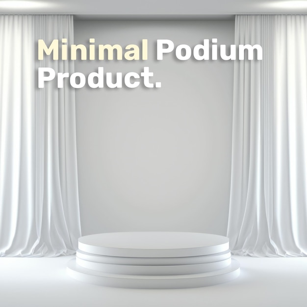 podium med gardin, scenvisning, mockup för produktpresentation, scen för produktvisning, 3D-rendera