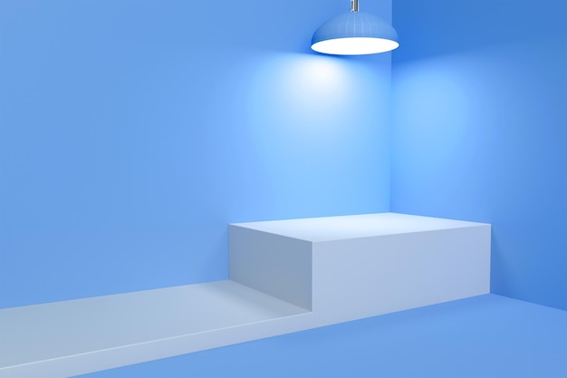 Podium med lampe, interiørdesign, 3D-gjengivelse